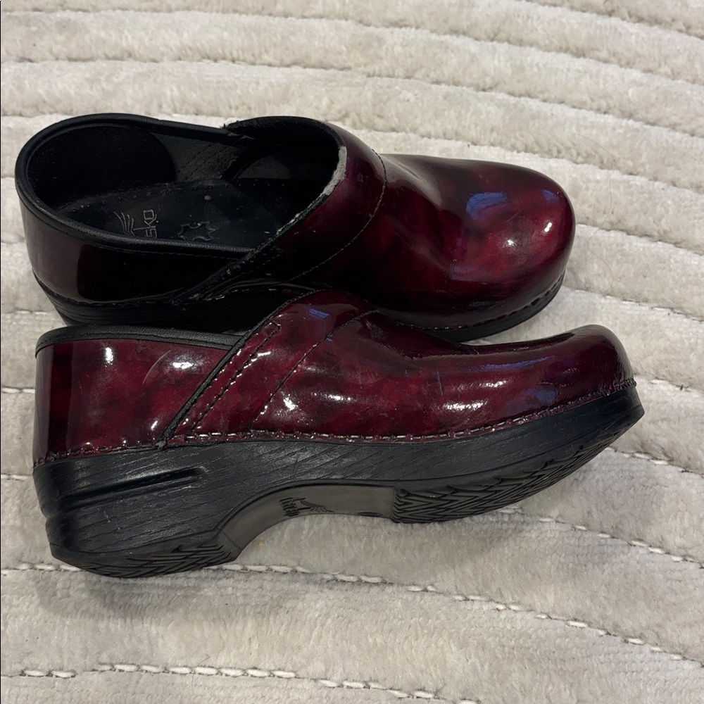 Dansko Patent Leather Wine-Red Clogs